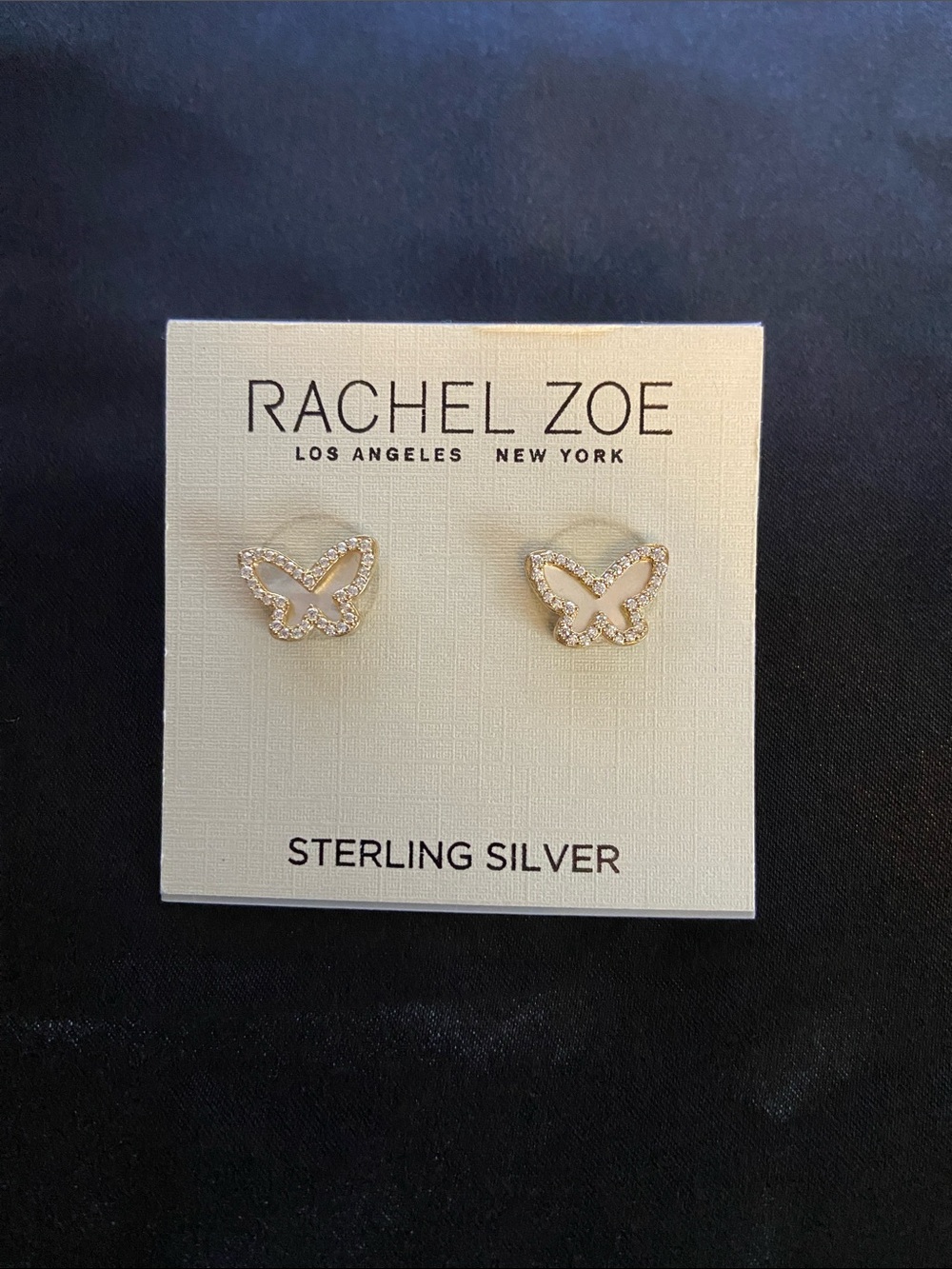 Rachel Zoe Silver Pave Butterfly Stud Earrings